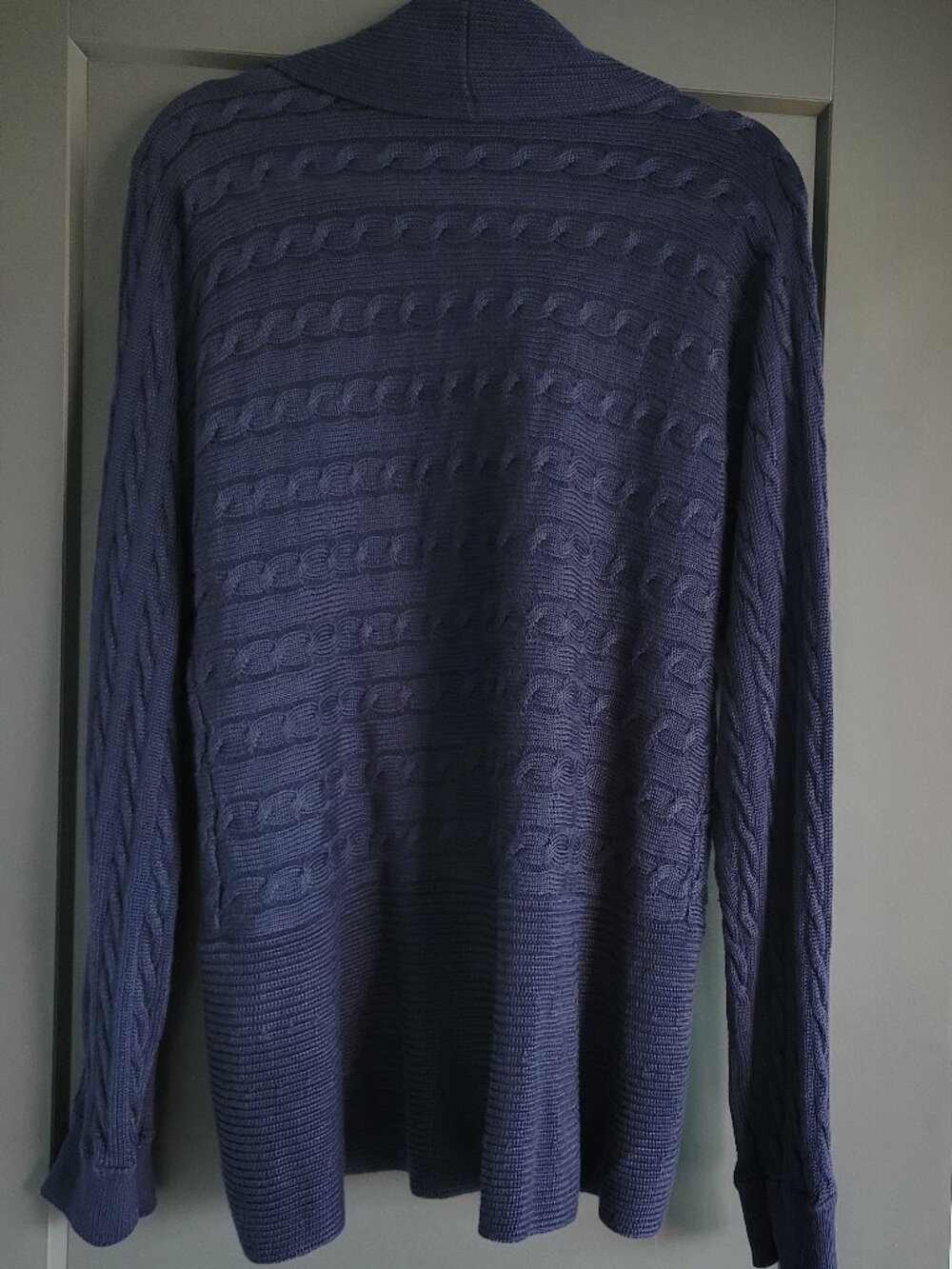Lauren Ralph Lauren Navy  Cable Knit Shawl Collar Open Cardigan - Picture 11 of 12